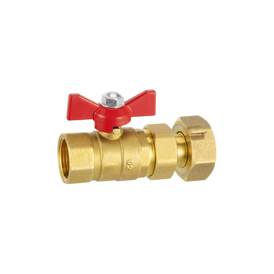 Brass water meter ball valve with swivel nut