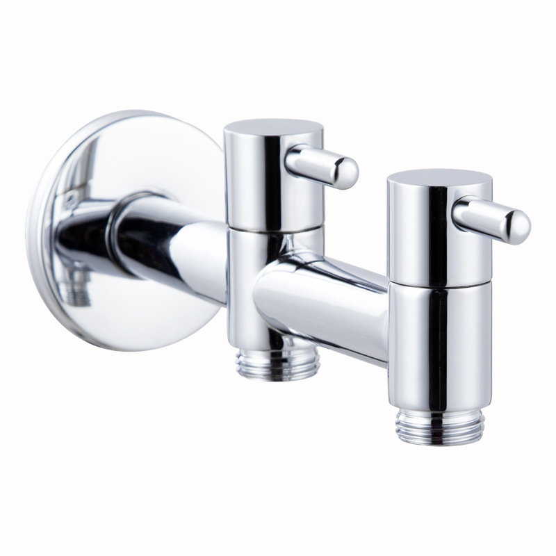 Double Water Outlet 2 Way Faucet Angle Valve Mixer Valve